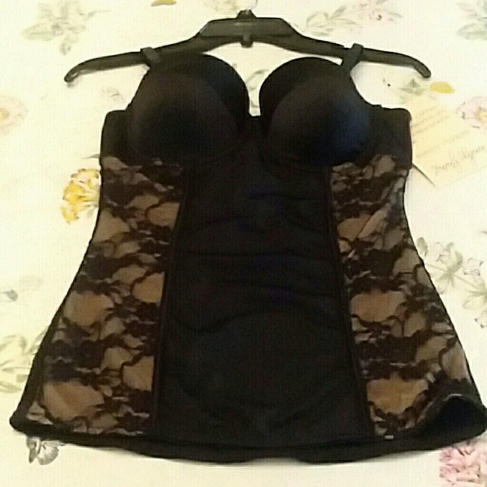 Stretchy Satin and Lace Bustier